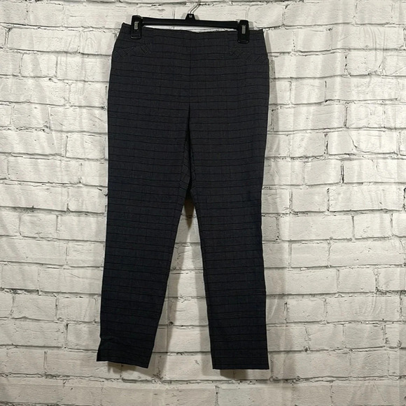 Van Heusen gray plaid stretch pull-on pants 4S - Picture 1 of 4